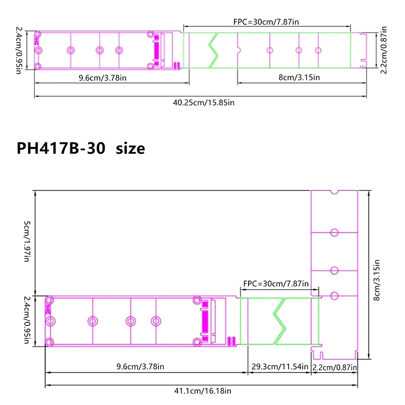 Adaptador de tarjeta Riser SSD, cable de extensión NVME de doble protocolo PCIE4.0 M.2 M Key para SSD 2230 2242 2260 2280 M.2 PCI-e / M2 NGFF SATA
