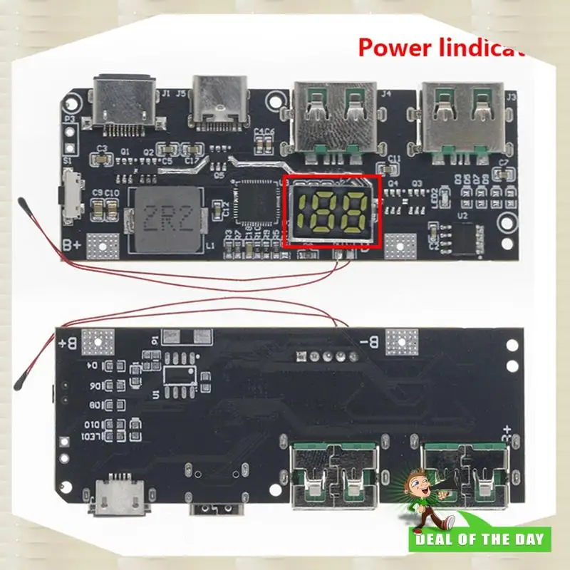 Levering 24 uur QC4.0 QC3.0 LED Dual USB 5V 4.5A 22.5W Micro/Type-C USB Mobiele Power Bank 18650 Oplaadmodule Temperatuur Pro