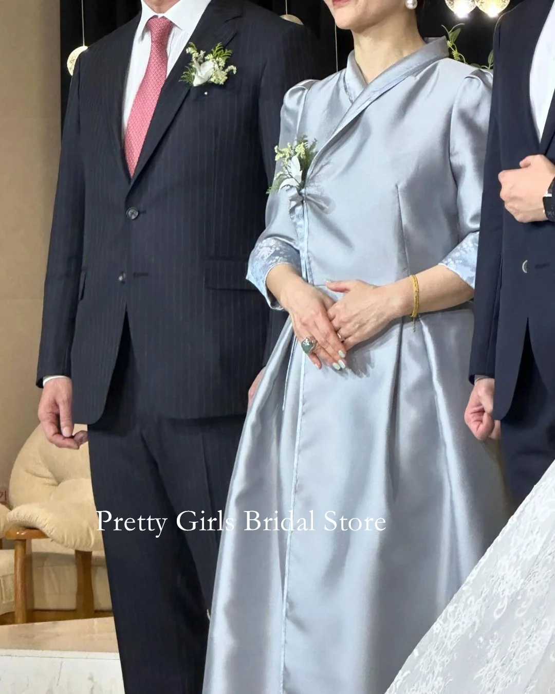 Vestidos de Noche personalizados de media manga de Corea, vestidos formales de satén con cristales, cintura elegante, rosa, fiesta de graduación, novia para mujer