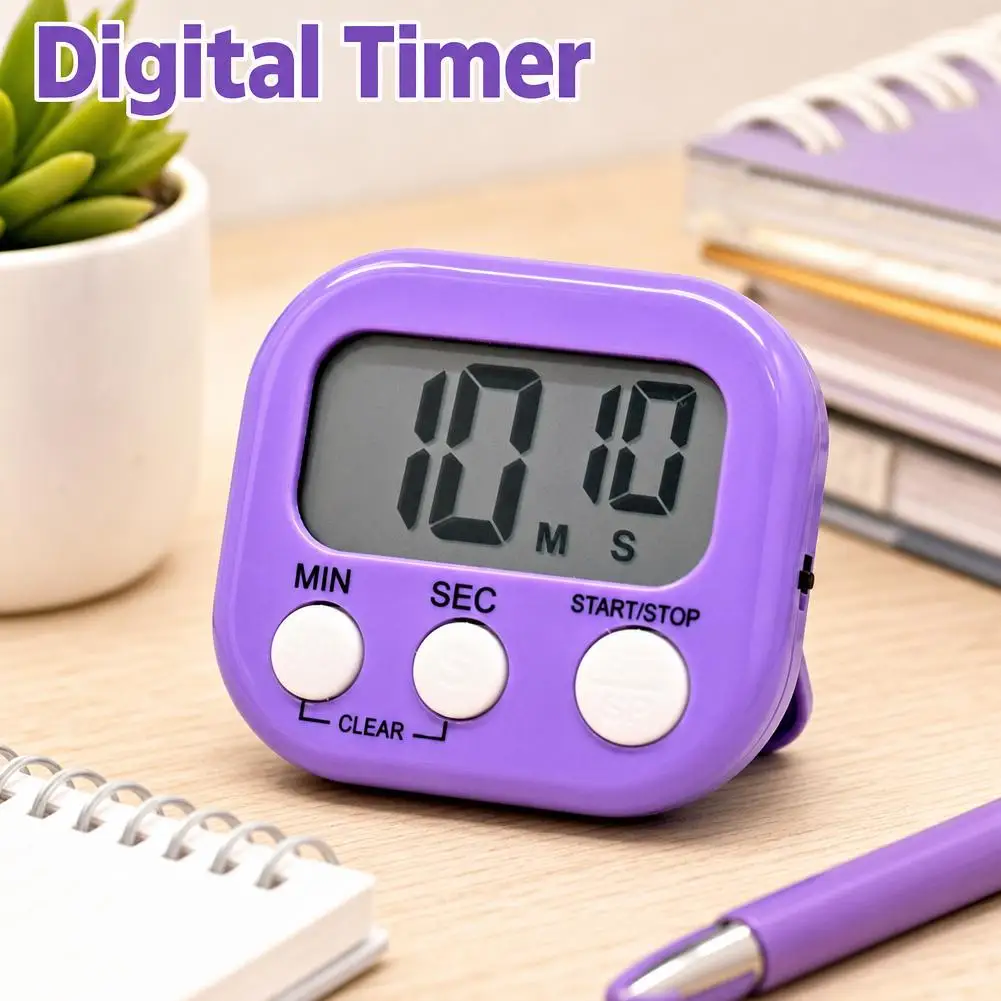 Magnetic LCD Kitchen Timer – Digital Count Up/Down Stopwatch For Cooking Baking Study, Sports & Shower, Visual Timer With Alarm