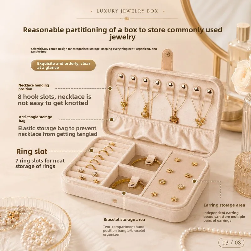 Light Luxury Velvet Fabric Jewelry Storage Box, Vintage Fashion Multi-Functional Jewelry Organizer, Necklace Storage Box