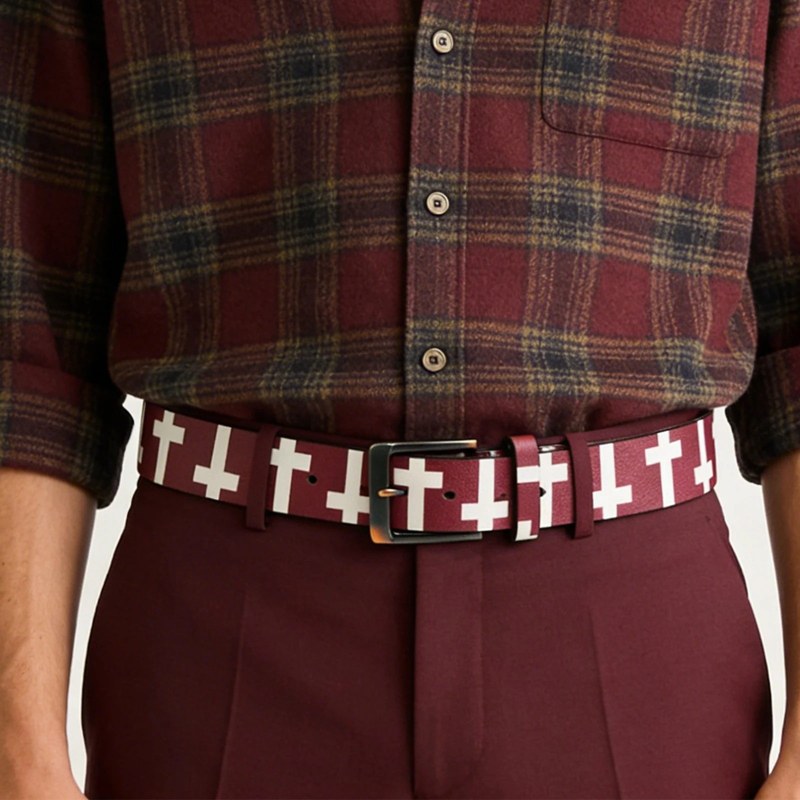 

Стильный ремень с принтом Красного Креста в западном стиле, готический дизайн, с пряжкой-застежкой, для женщин и мужчин, для джинсов