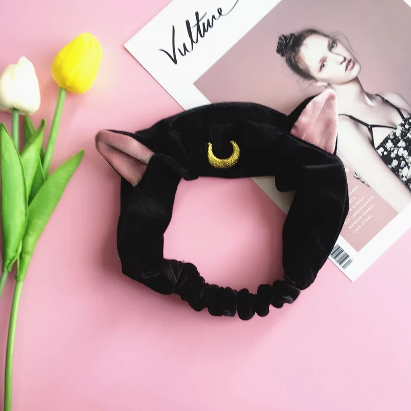 Anime Moon Luna Cat Ears Hair Band Hair Accessories Headband Cosplay Cartoon Cute Face Washing Clean Makeup Tool Lolita Headwear