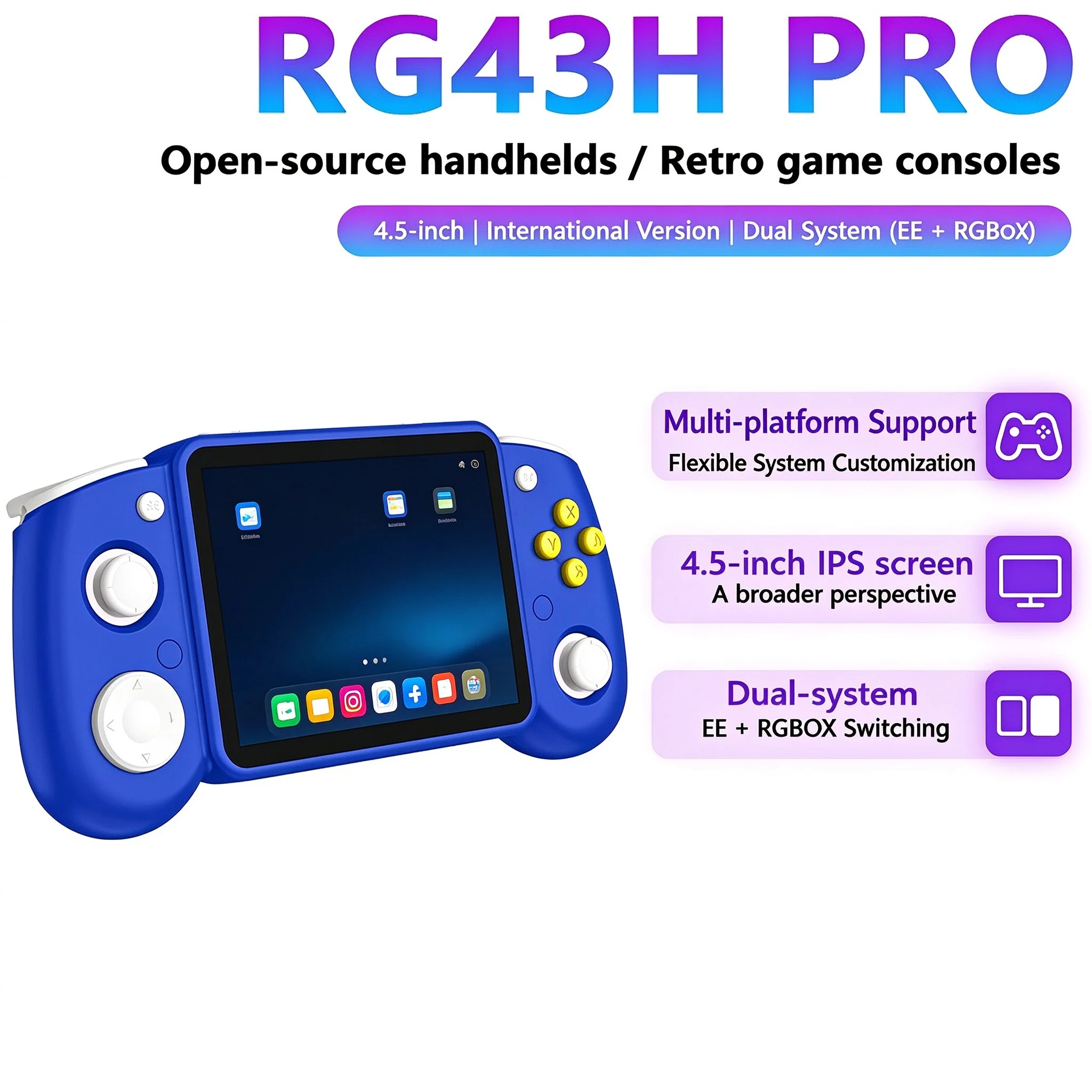 RG43H Pro Portable Retro Handheld Game Console 4.3