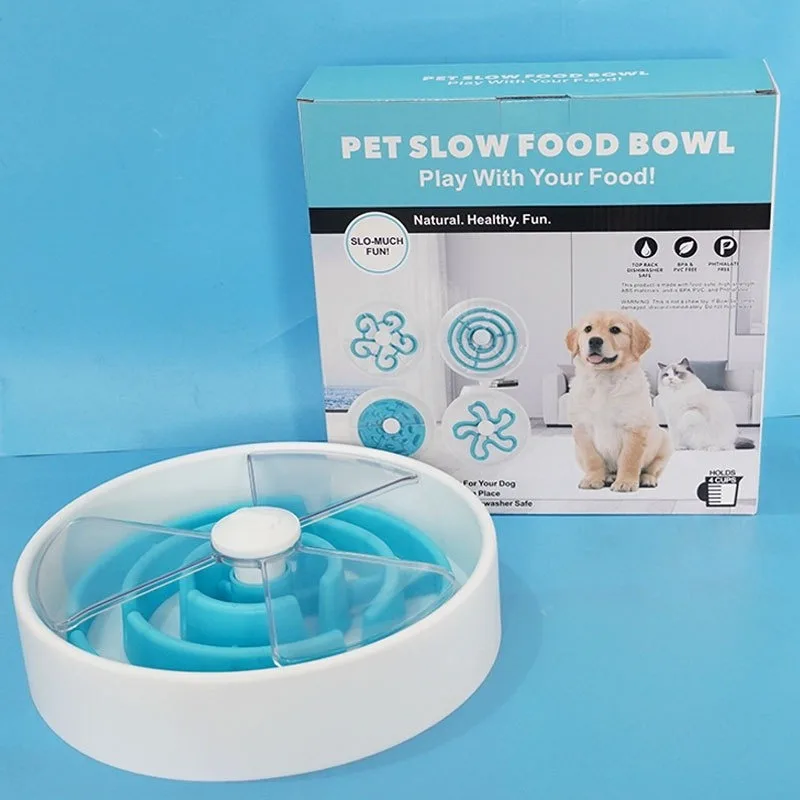 

Removable plastic slow feeding bowl suitable for small and medium-sized dogs, featuring a solid pattern anti slip design