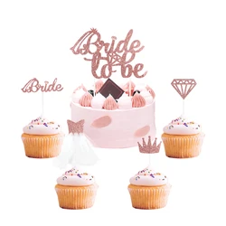 Rose Gold Glitter Bride To Be Cake Decor Hen Party Acrylic Cupcake Toppers Dessert Decor Wedding Bridal Shower Party Supplies