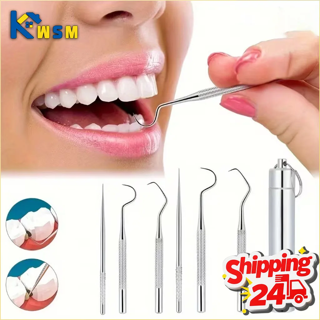 

1-4 комплекта, набор стоматологических наборов из нержавеющей стали, портативная зубочистка с брелоком, межзубная щетка, многоразовый набор для чистки зубов, дорожный