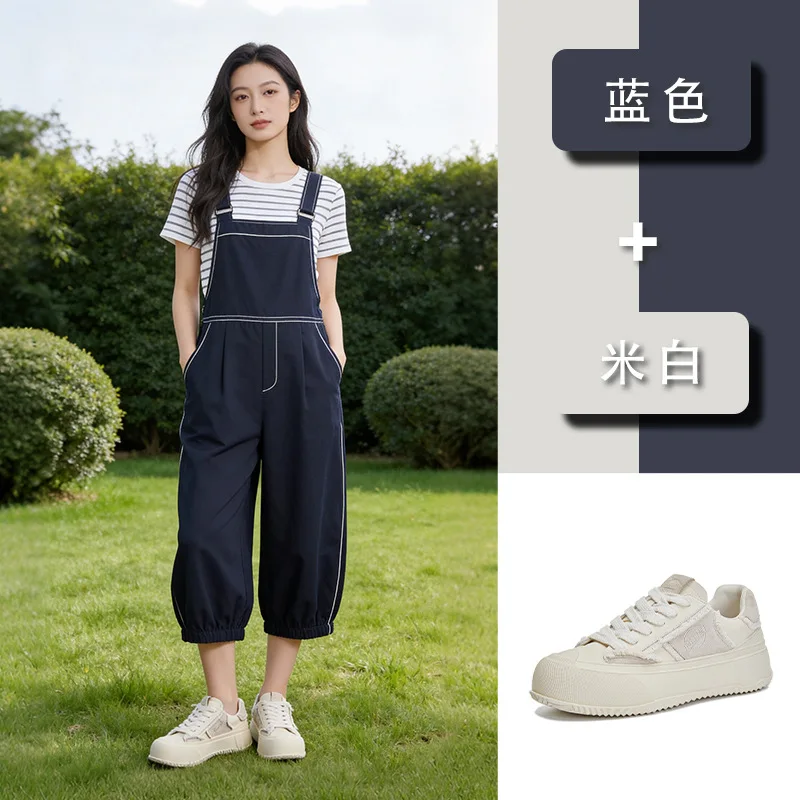 Leather Little White Shoes Women's Spring New Retro Casual Board Heightening Platform Fashion Contrasting Color Sneakers