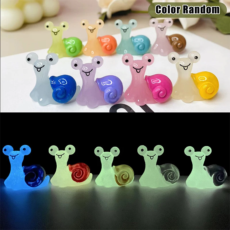 10pcs 100% Brand New and high quality  Luminous Snail Mini Figurine Micro Landscape Home Decoration Accessories Toy