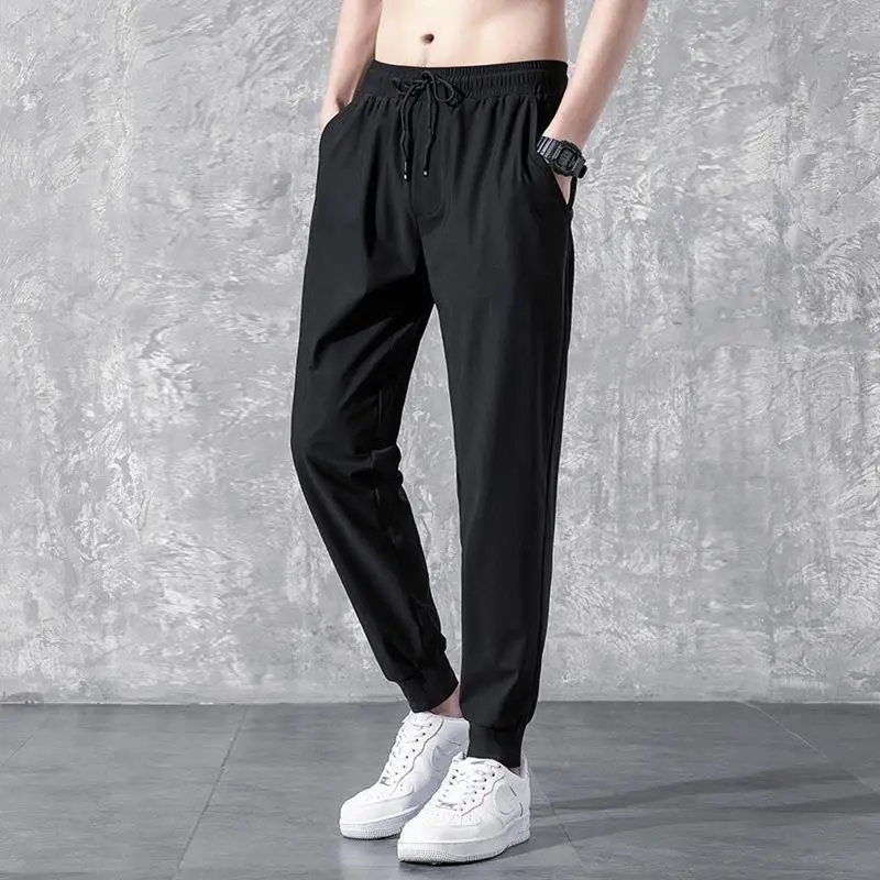 

TRSYPHXM 2025 new Casual straight leg pants for men in autumn, thin pants, Korean style trendy leggings, loose sports pants