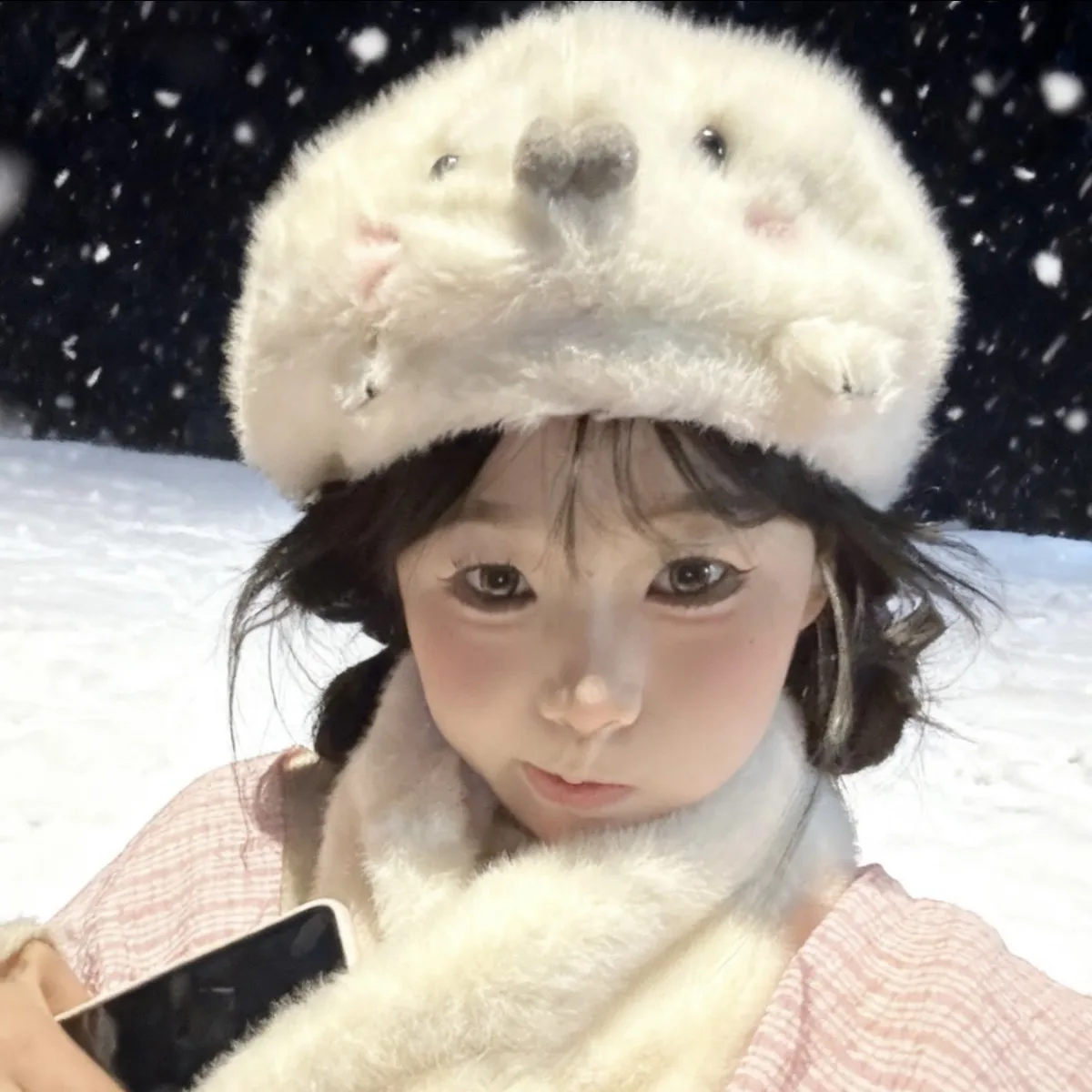 Sweet Cute Cartoon Seal Plush Berets Hat Women Outdoor Warm Cold-proof Ear Protector Art Painter Hat
