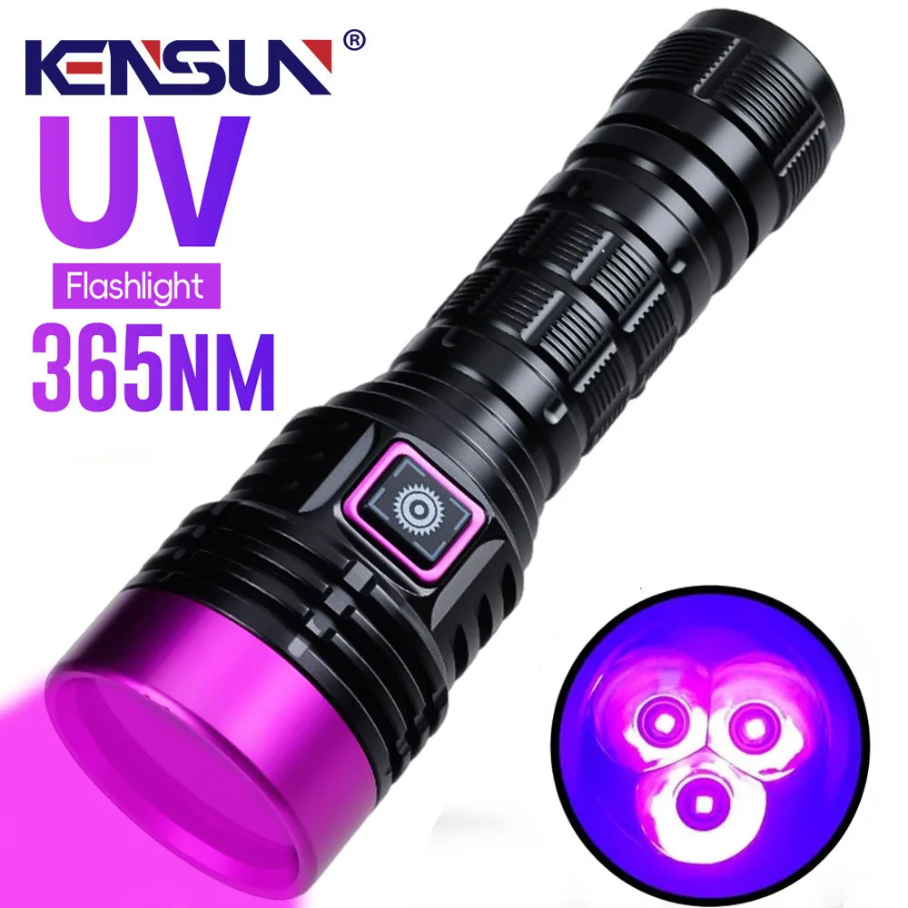 Linterna UV de Espejo Negro de 365NM, Alta Potencia, Recargable por USB Tipo-C, Portátil, Resistente al Agua, Lámpara Ultravioleta