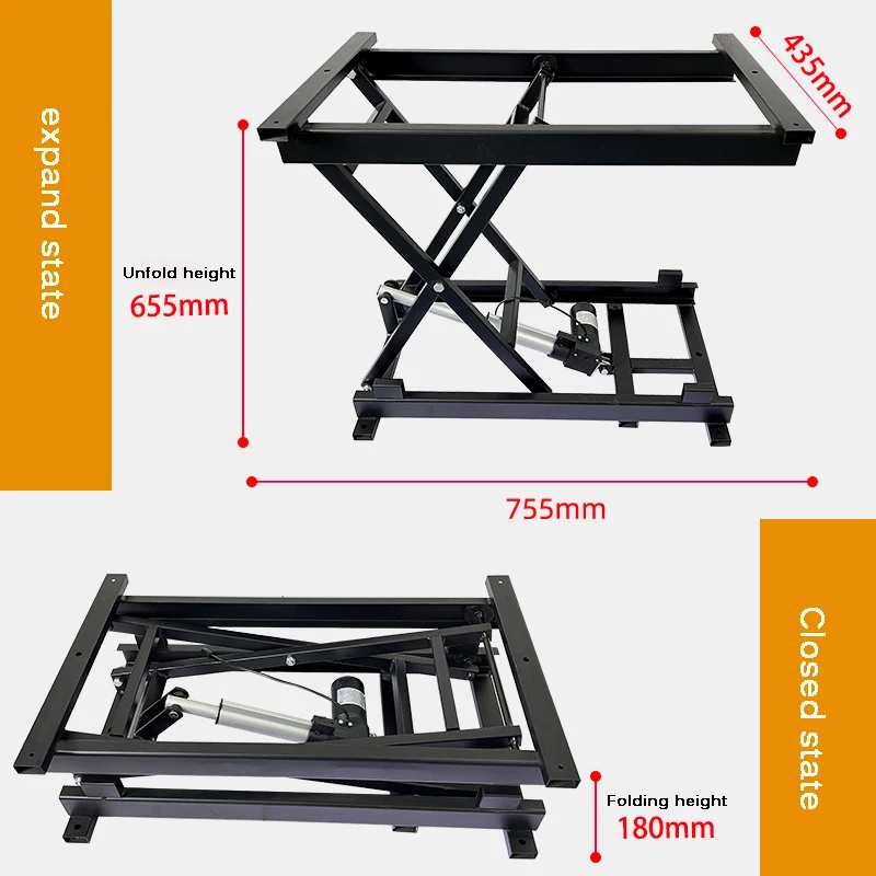 Electric Lift Tea Table 80kg 160kg Load Elevation Adjustable Platform Remote Control Motor Table Lifting Hardware Folding Iron F