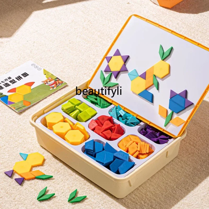 Magnetic tangram puzzle 6 Elementary school geometric building block children's educational toys baby 3 years old