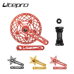 Litepro Elite Hollow Integrated Crank Ceramic Bearing Folding Bicycle Crankset 130BCD Single Chainring Aluminum Alloy Chainwheel