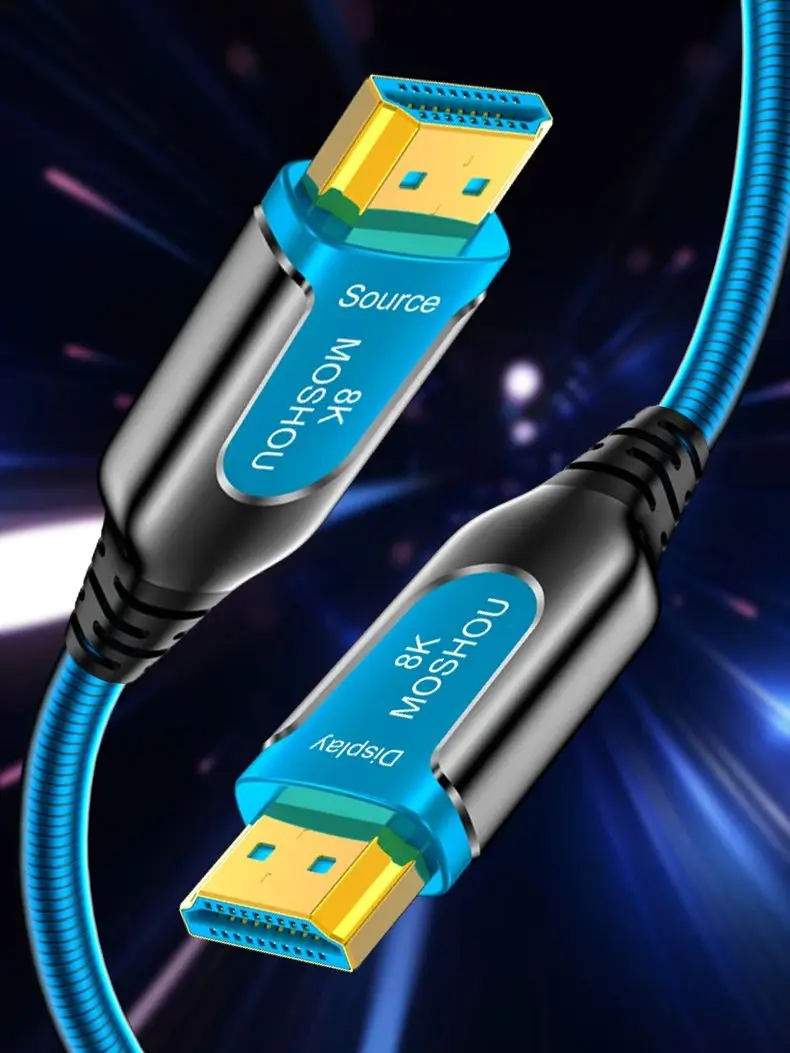MOSHOU 8K – kabel HDMI z włókna optycznego, 48 Gb/s, kabel HDMI 2.1 o wyjątkowo wysokiej prędkości transmisji, 8K 60 Hz, 4K 120 Hz, Dynamic HDR, EARC, HDCP 2.2 i 2.3. — zdjęcie produktu 7
