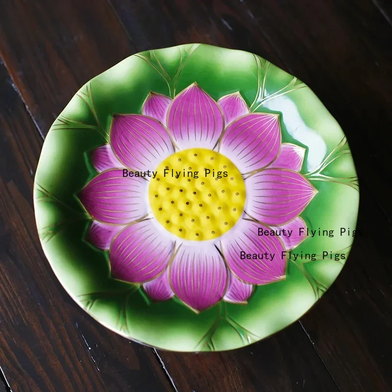 1pc Ceramic Lotus Fruit Plate High Footed Tribute Plate Fruit Dish Buddha Hall Tribute Plate Buddha Tools Sacrificial Offerings