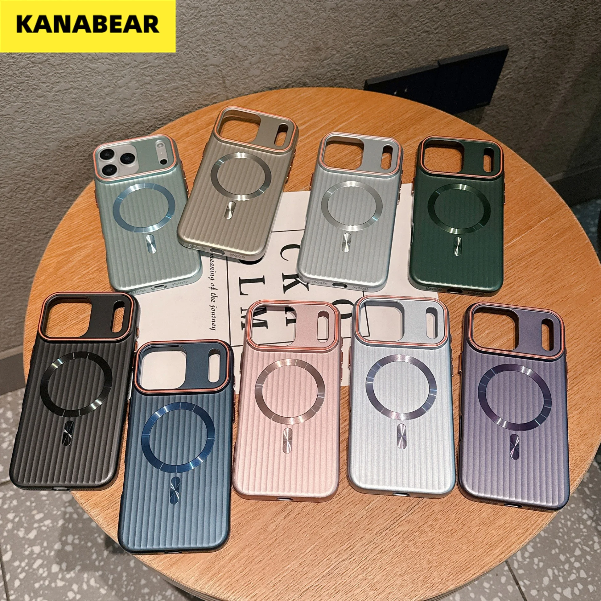 

Magnetic Corrugated Metallic Paint Case for iPhone 12/16/17 Pro Max, Trendy Premium Shockproof Slim Protective Cover