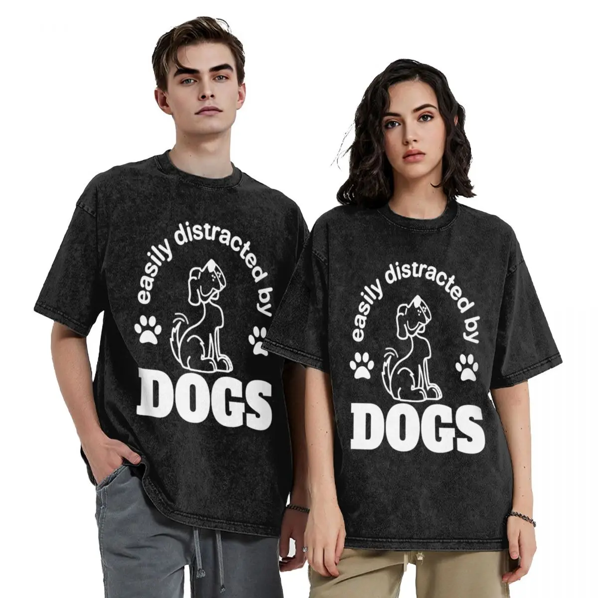 

easily distracted by dogs with cute dog T-Shirt T-shirts man for a boy mens cotton t shirts