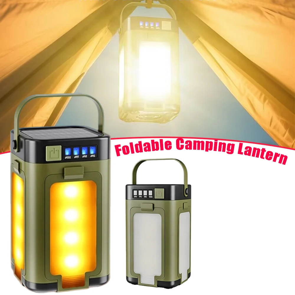 Solar Camping Lantern LED Tent Light Portable 4 3 Leaf Hook Outdoor Lamp Waterproof Durable Solar Flashlight 6 Lighting Modes