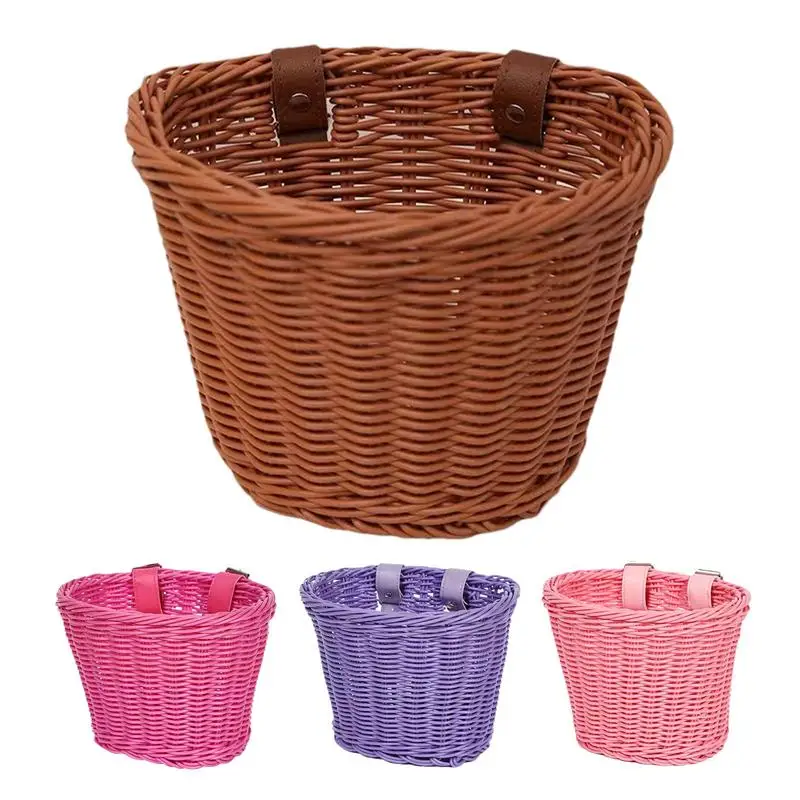 Scooter Basket Hand-Woven Retro Front Storage Cycling Basket Front Handlebar Rattan Basket Wicker Basket Front Cargo For