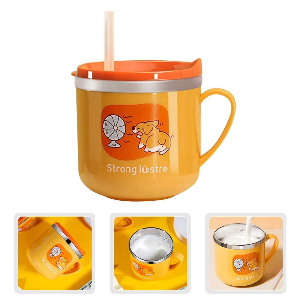 

Baby Feeding Cup Sippy Toddler Cups Kids Drinking Yellow 304 Stainless Steel Liner