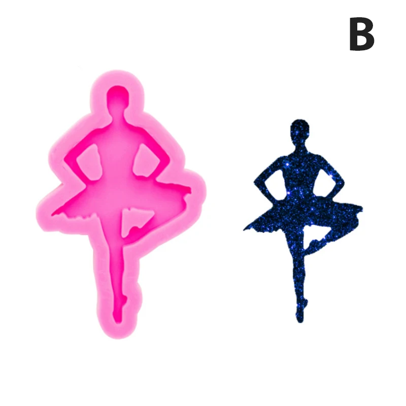 1 PC Ballerinas Shiny Epoxy Resin Silicone Molds DIY Small Accessories For Making Angel Jewelry Keychain Pendants Clay Mold