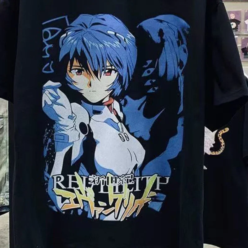 EVANGELION Ayanami Rei T Shirt Oversized Prints Short-sleeved Tops Summer Men Hip Hop Punk Tshirt Casual Streetwear Clothes Gift