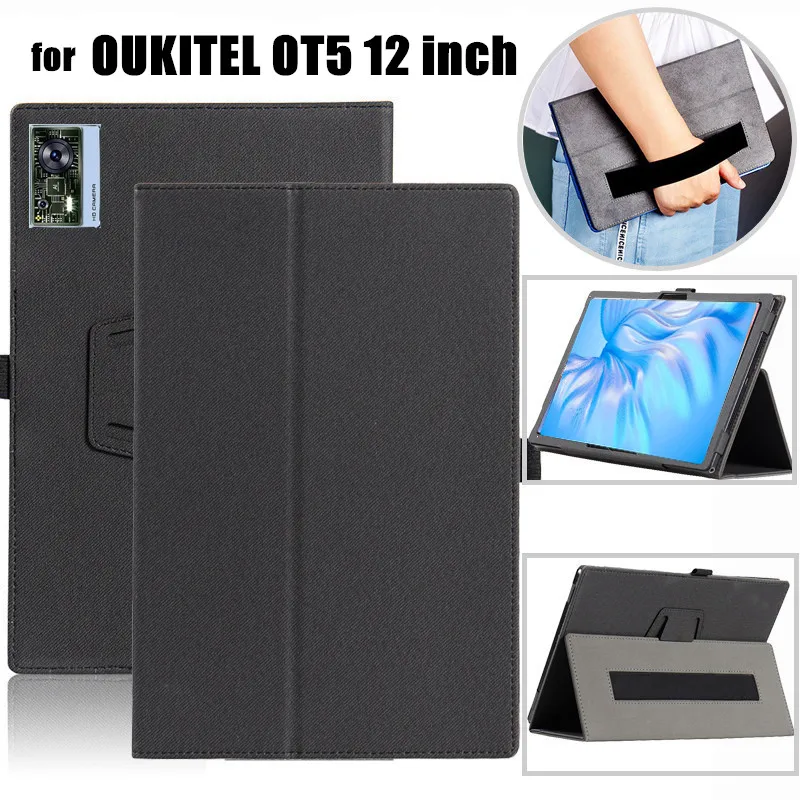 for OUKITEL OT5 12 inch Cover Flip Foldable Magnetic Leather Stand Full Body Protective Case With Hand Holder