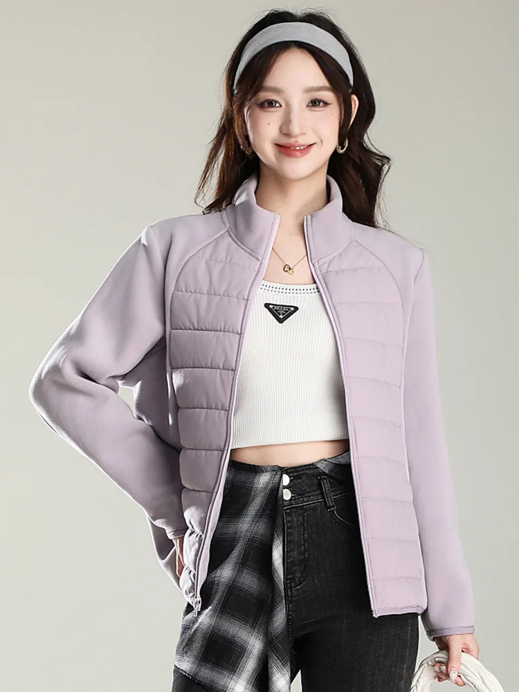 الخريف الشتاء قطنية عالية الجودة للنساء 2025 جديد المخملية الدافئة الوقوف طوق قصيرة خفيفة الوزن القطن وسادة مبطنة معطف غير رسمي #3