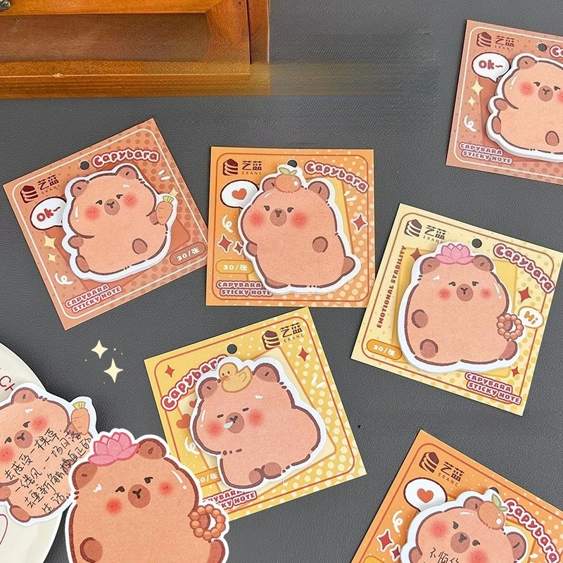 Haftnotizen, niedliche Capybara N-mal Geschenkaufkleber für Studenten mit schönen Notizblöcken, die Kawai-Briefpapierzubehör eingefügt werden können