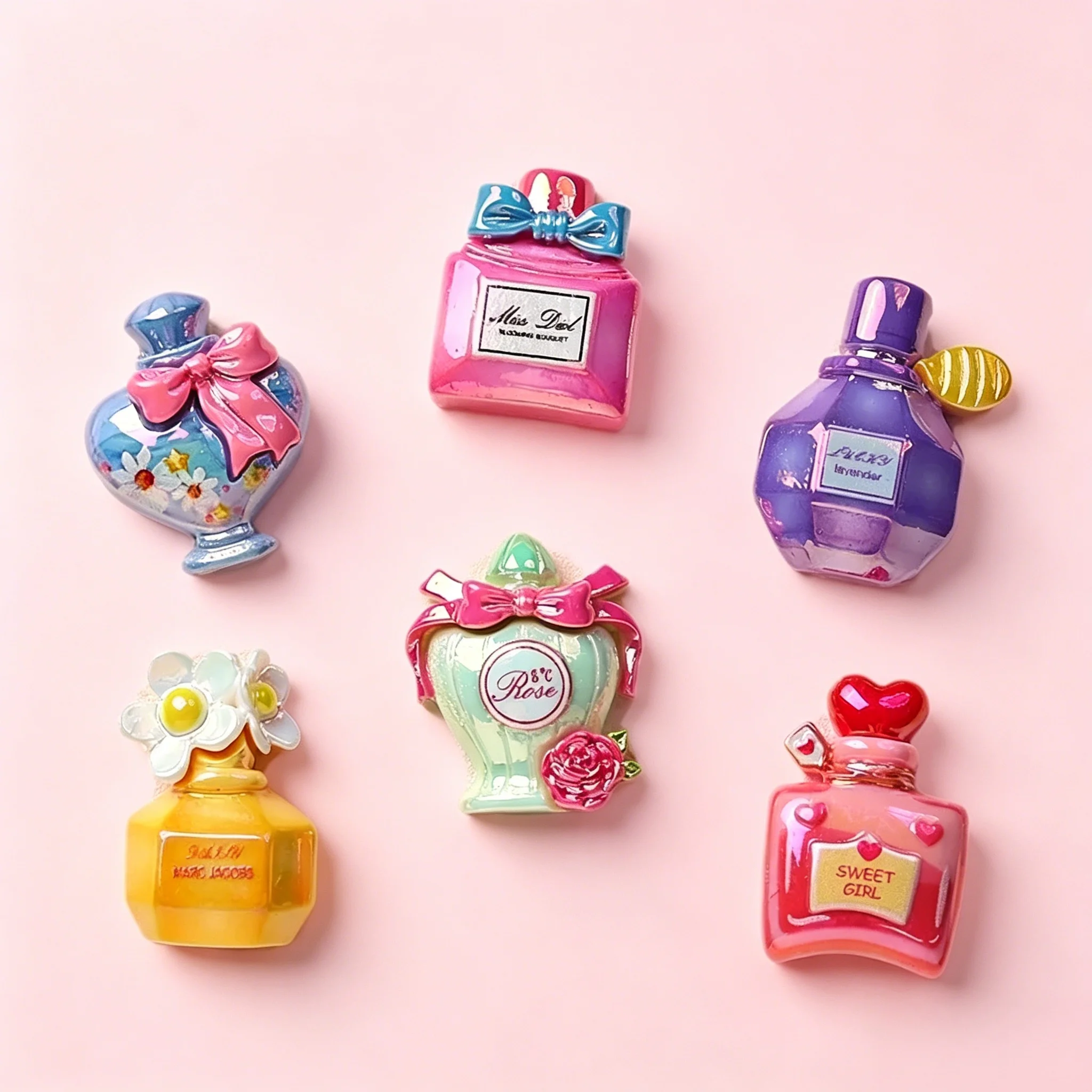 6Pcs Exquisite Mini Resin Bottle Pieces, Hot Sale Handmade Accessories for Hair Clips, Jewelry and Phone Case Decor