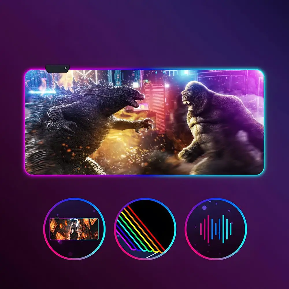 

MINISO-Big Cool G-Godzillas Mouse Pad RGB Luminous 900X400mm Large Table Mat Non-slip Extra Large Game Office Mouse Pad