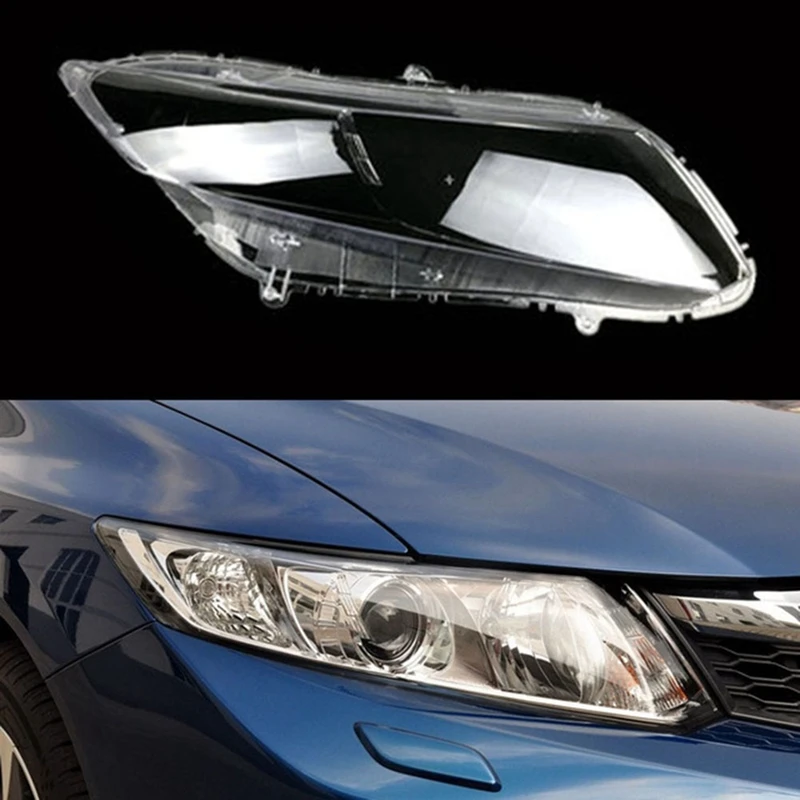 

2Piece Headlight Cover Transparent Lampshade Head Light Lens Front For Honda Civic 2012-2015