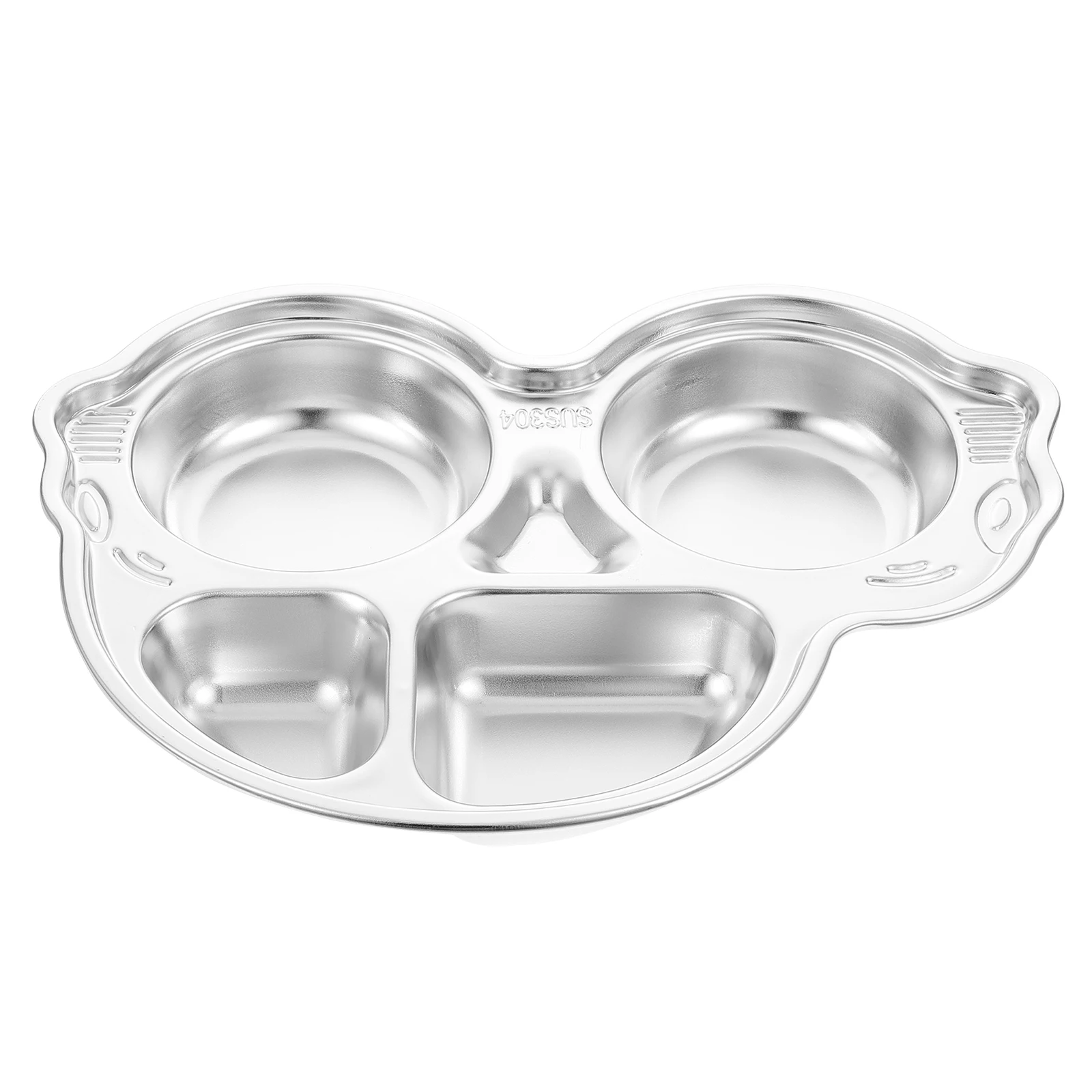 

Kids Compartment Plate Children Dinner Plate Stainless Steel Divided Dish Reusable Baby Food Container Easy Clean Anti Rust