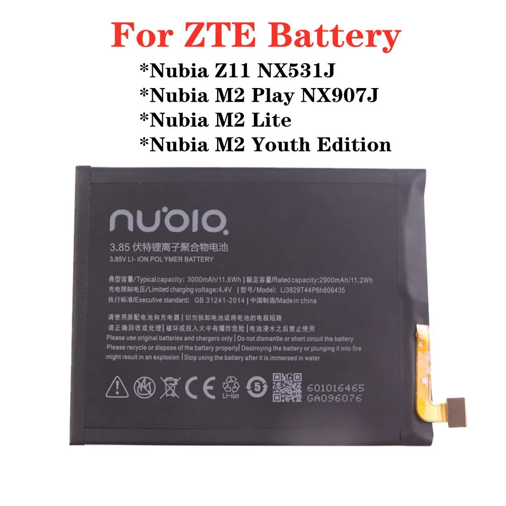 

New Original Nubia Battery Li3829T44P6h806435 For ZTE Nubia M2 Lite Z11 NX531J M2 Play NX907J M2 Youth Edition 3000mAh Battery