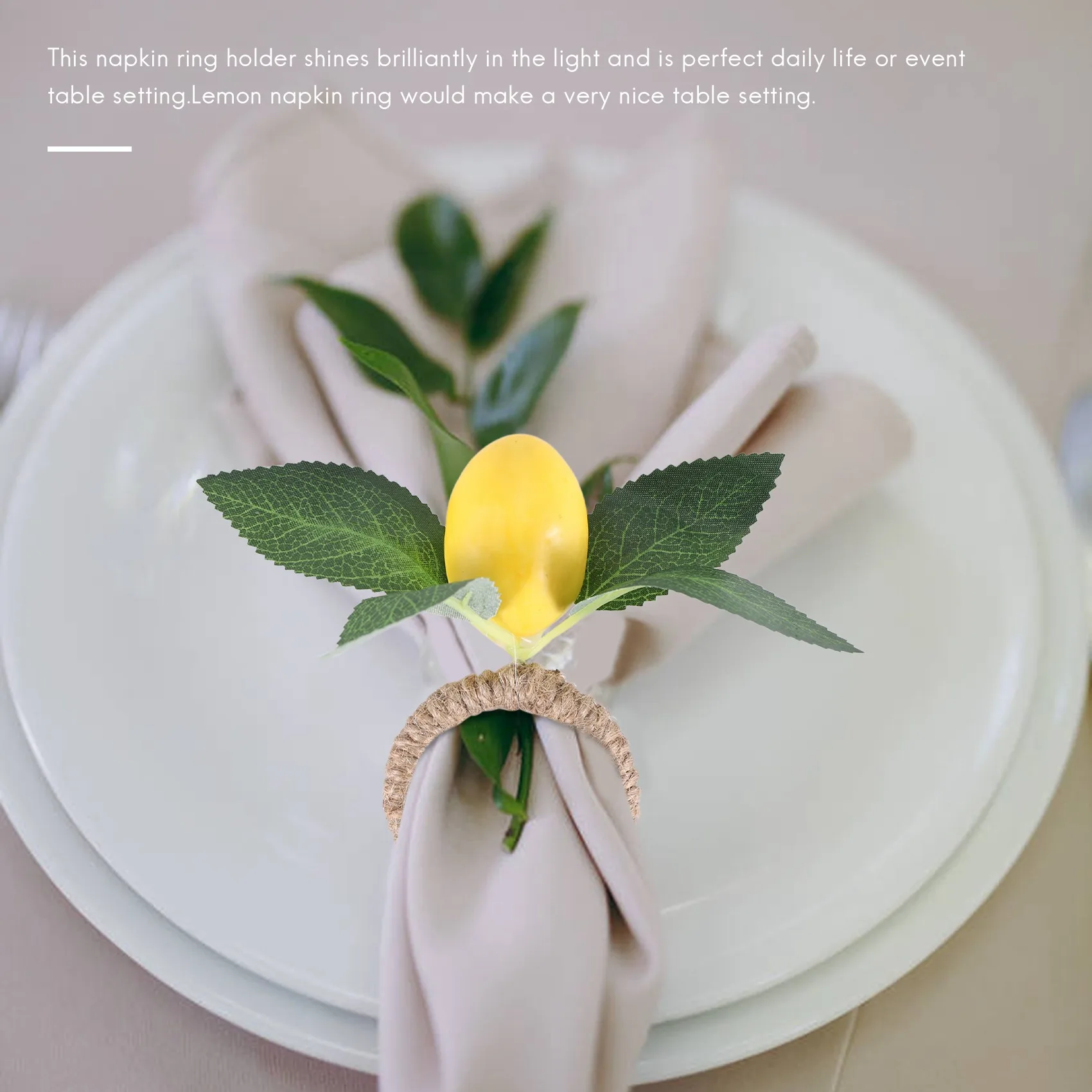 4Pcs Simulation Lemon Plant Napkin Ring Fruit Meal Buckle Hotel Model Room Napkin Ring Napkin Buckle Party Supplies