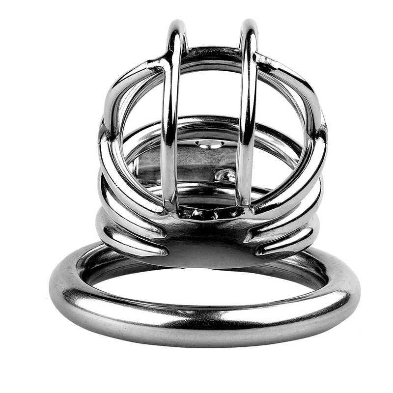 Metal Chastity Cage with 3 Snap Ring Men\'s SM Bondage Device Penis Urethra Lock Adult Steel Restriction Chastity Cage Sex Toys