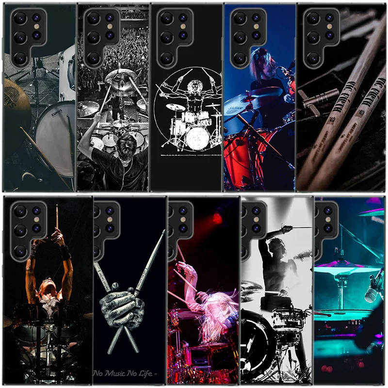 Drum Drummer Music Dj Clear Phone Case For Samsung Galaxy S20 S21 S23 FE S22 Plus S24 Ultra S10 S10E S9 S8 Soft Back Cover