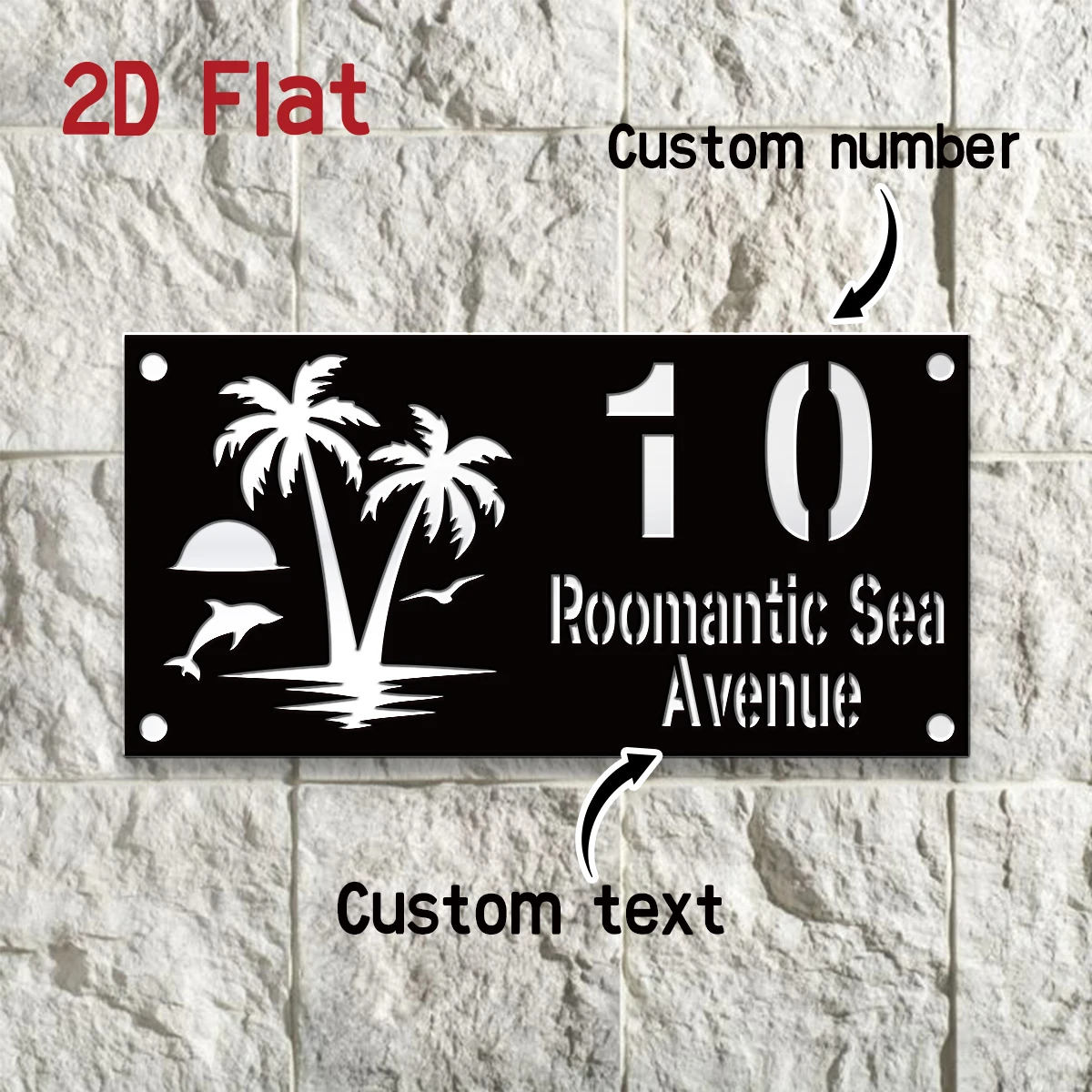 1pc Custom Number&Text Sunset Dolpphin Acrylic Double Layer House Number Sign,Address Door Number,Home Apartment Mailbox Decor