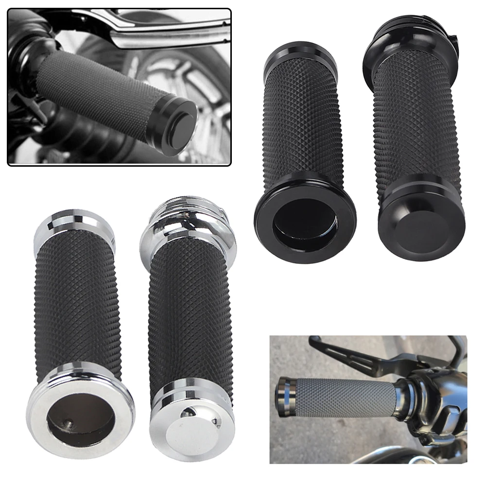 

Black/Chrome Motorcycle 25mm Handlebar Hand Grips CNC Aluminum For Harley Sportster Touring Dyna Softail Cruiser Bobber Chopper