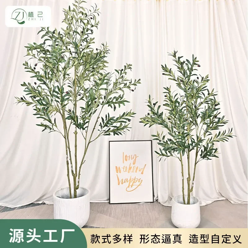 Large Artificial Olive Tree Floor Potted Plant Simulation Greenery Indoor Living Room Home Decor Internet Celebrity Store