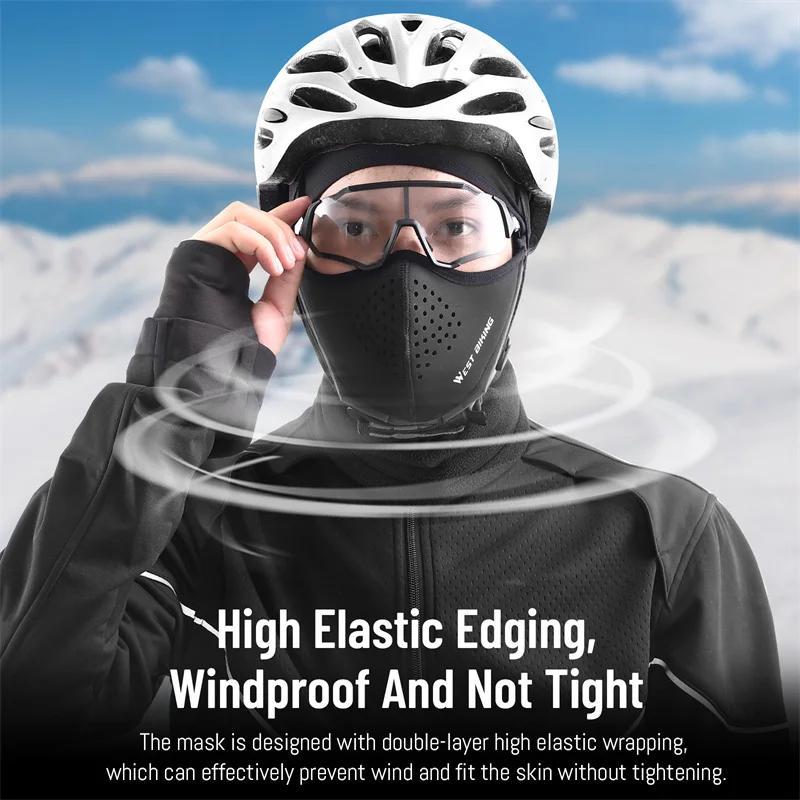 WEST BIKING Magnetic Thermal Mask Winter Windproof Warm Balaclava Cap Outdoor Sports Skiing Hiking Breathable Cycling Headgear