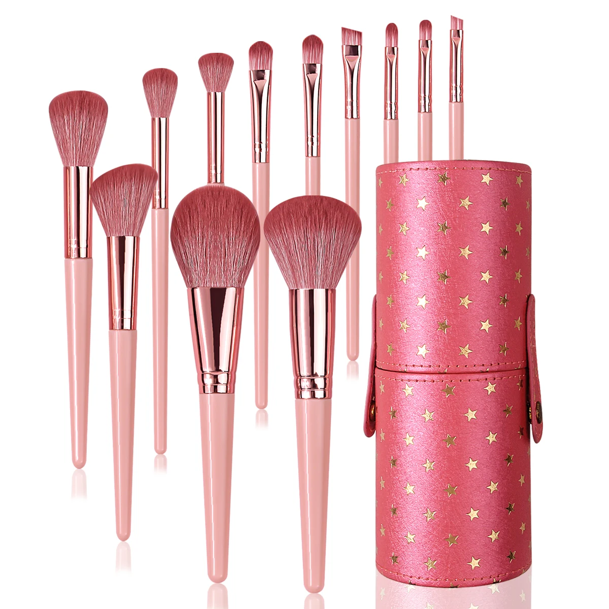 

Портативные кисти для макияжа, 12 шт., набор кистей для макияжа, синтетическая кисть для тональной основы, пудра, контурная подводка для теней для век, растушевка подсветки