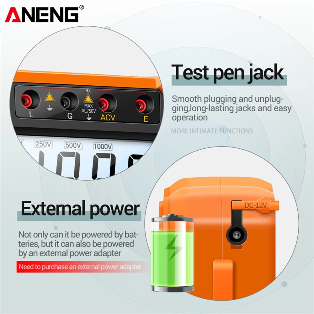 ANENG MH10 HD Digital Insulation Resistance  Tester 1000V Megometer Megohmmeter Ohm Test Auto Range Backlight Meter