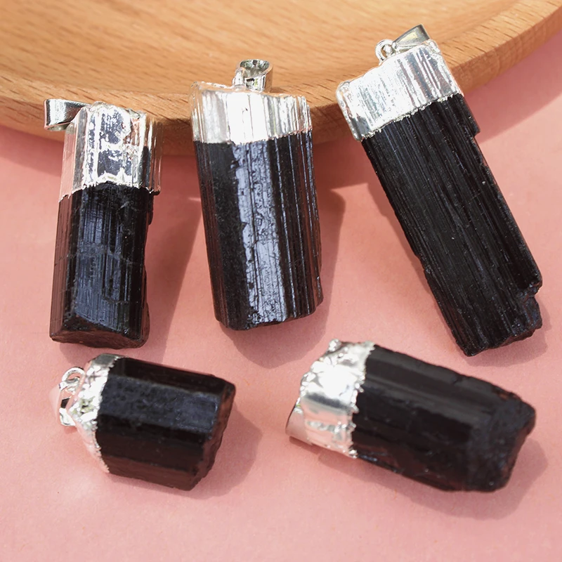 Irregular Raw Black Tourmaline Pendant Rough Energy Chakra Jewelry For Woman And Man Gift Necklace Making