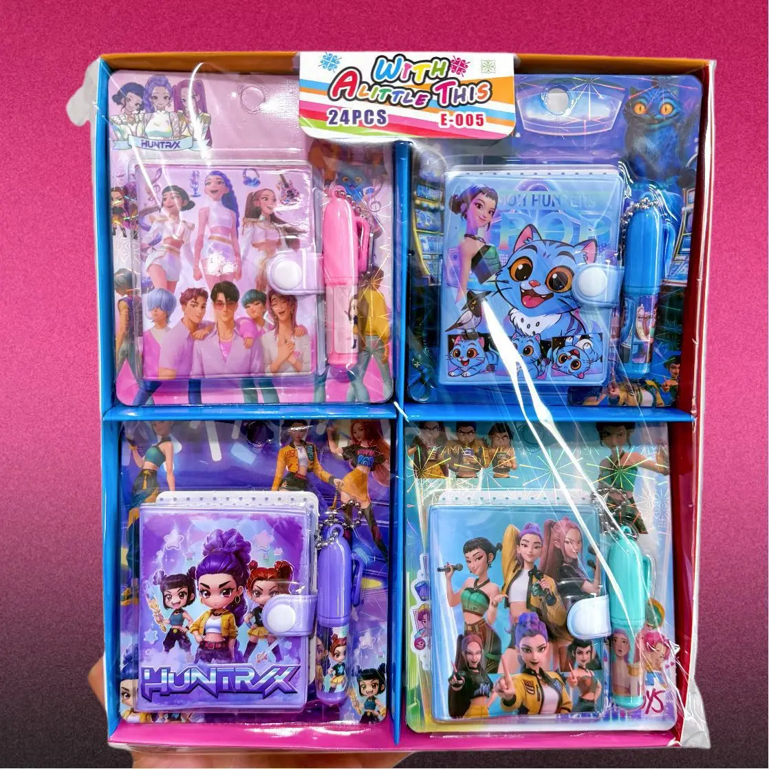 Carnet de notes mini anime Hunter Girl Group avec stylo à bille, ensemble de papeterie de poche à thème dessin animé, fournitures scolaires, cadeau d'anniversaire