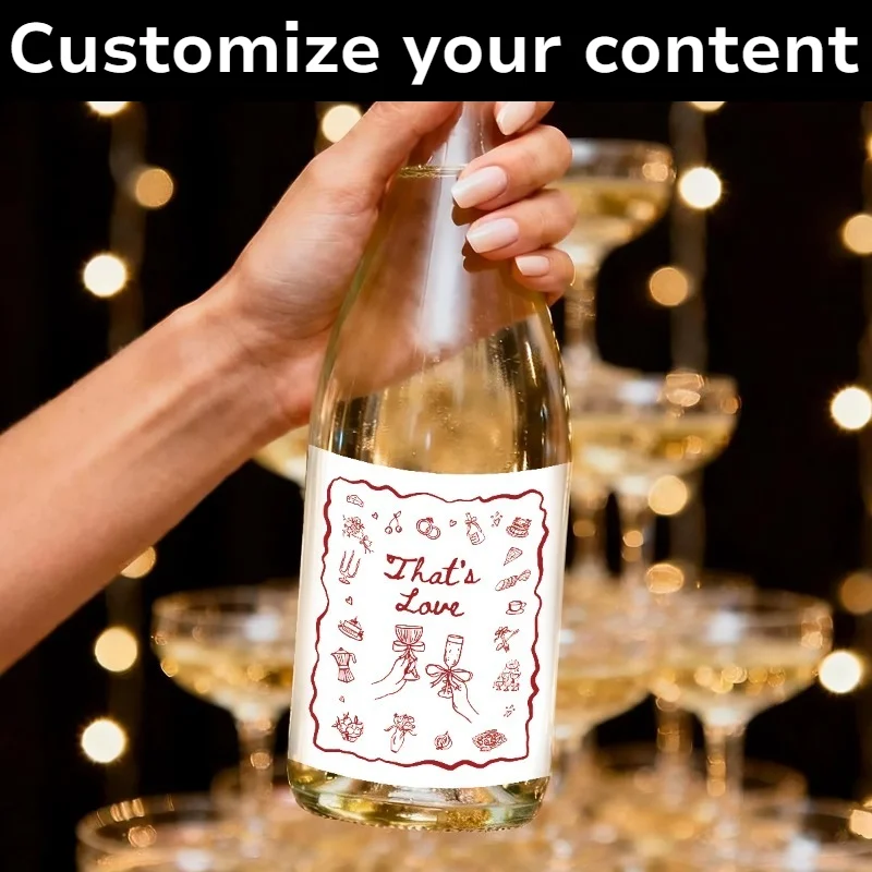 

20-50 Pcs 29.5x9cm Custom Wine Label Stickers Self Adhesive Waterproof Red Wine Bottle Sticker for Wedding