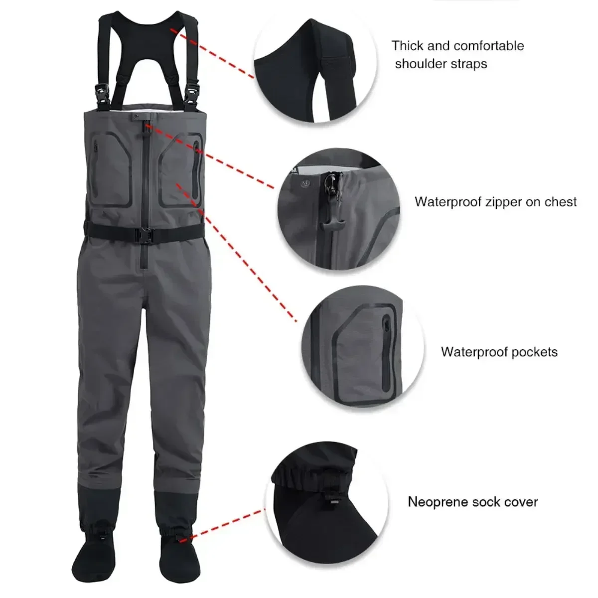 Imagem -04 - Finsulated Peito Waders para Fly Fishing Respirável Impermeável Stockingfoot Camadas