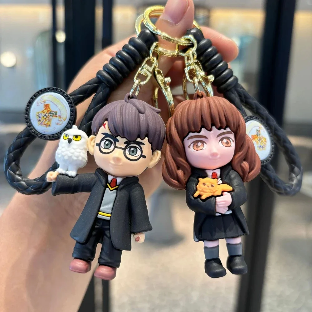 Cartoon Harri Cute Magician PVC Key Chain Bag Pendant Doll Potter Ron Weasley Pendant Couple Car Key Chain for Kid Birthday Gift